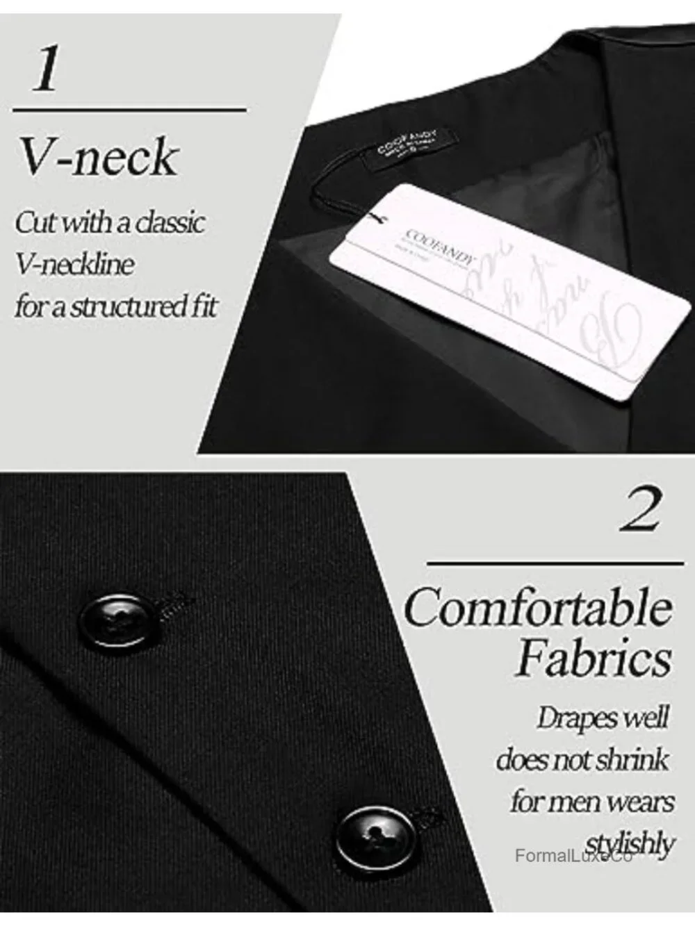 Men's Slim Fit Suit Vest, Formal Business Waistcoat with Adjustable Back
